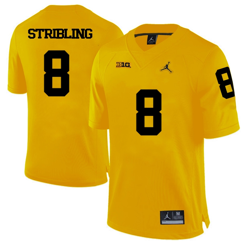 Michigan Wolverines Men's NCAA Channing Stribling #8 Yellow College Football Jersey DRH8149WM